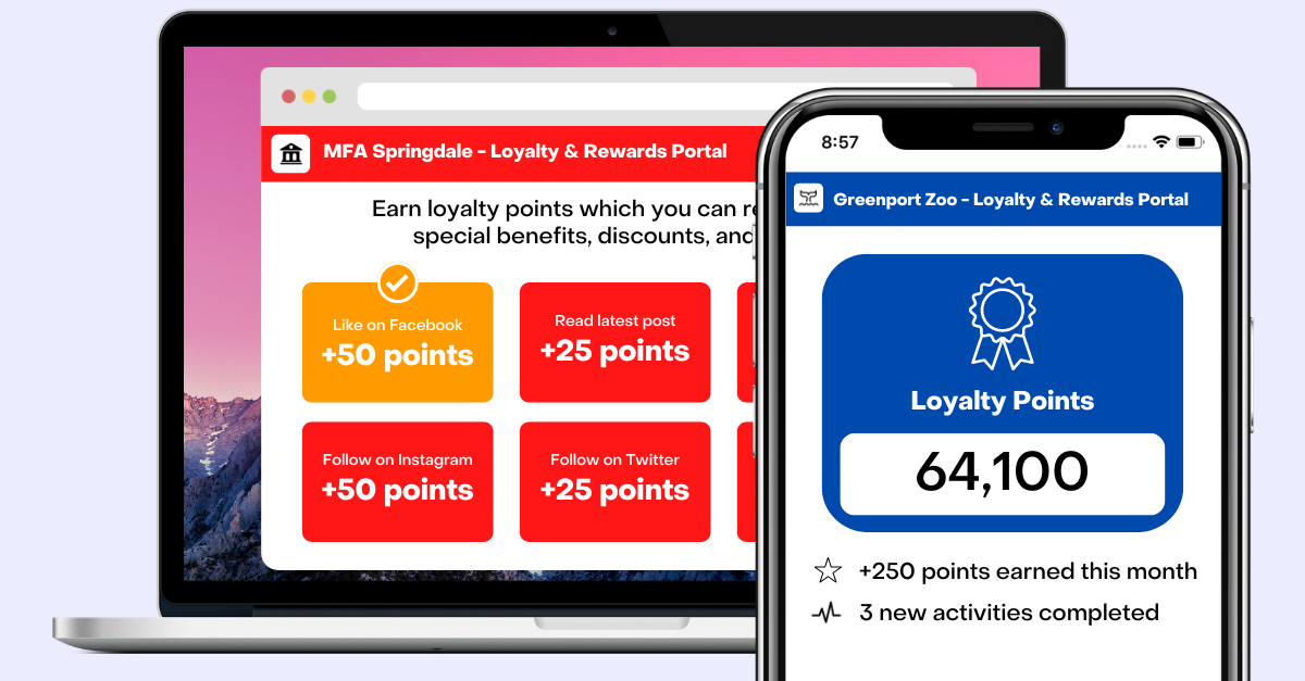 Mac and iPhone with the loyalty & rewards dashboard